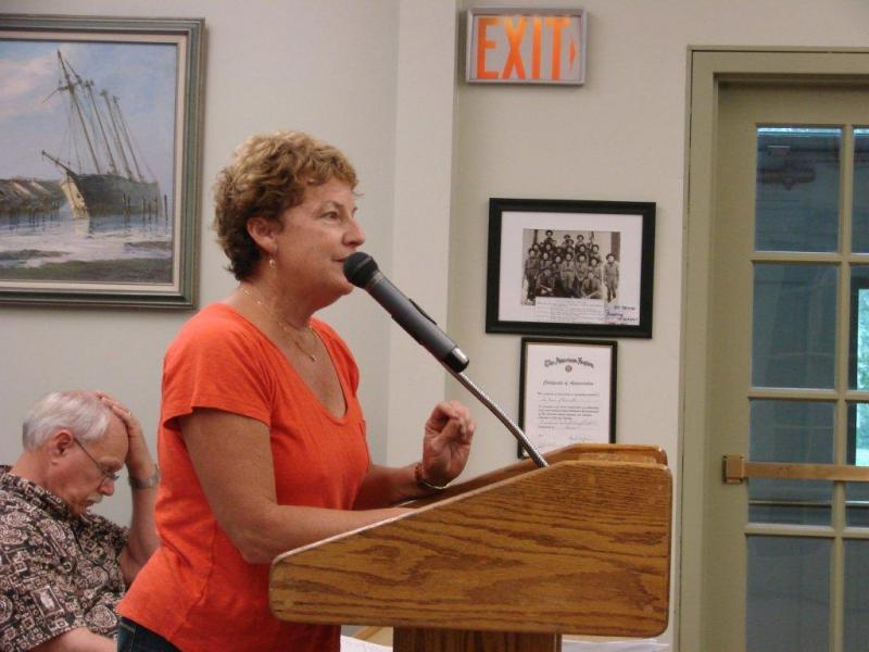 Marianmade Farm owner Michelle Peele tells selectmen and the town's budget committee, as a 60-year-old would-be business owner, she wouldn't have been able to see her dream through without the help of Town Planner Misty Parker. SUSAN JOHNS/Wiscasset Newspaper